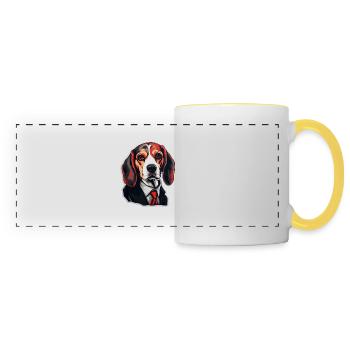 Beagle in a suit - Panoramic Mug - white/yellow - Front