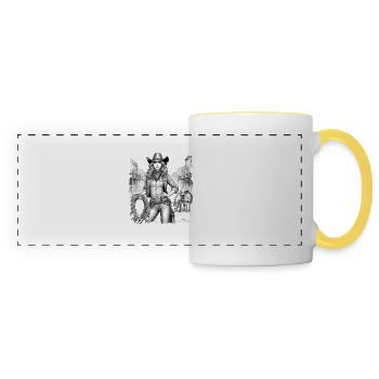western vintage cowboy girl american wild west - Panoramic Mug - white/yellow - Front