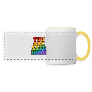 LGBT safe space You are safe here - Panoramic Mug - white/yellow - Front