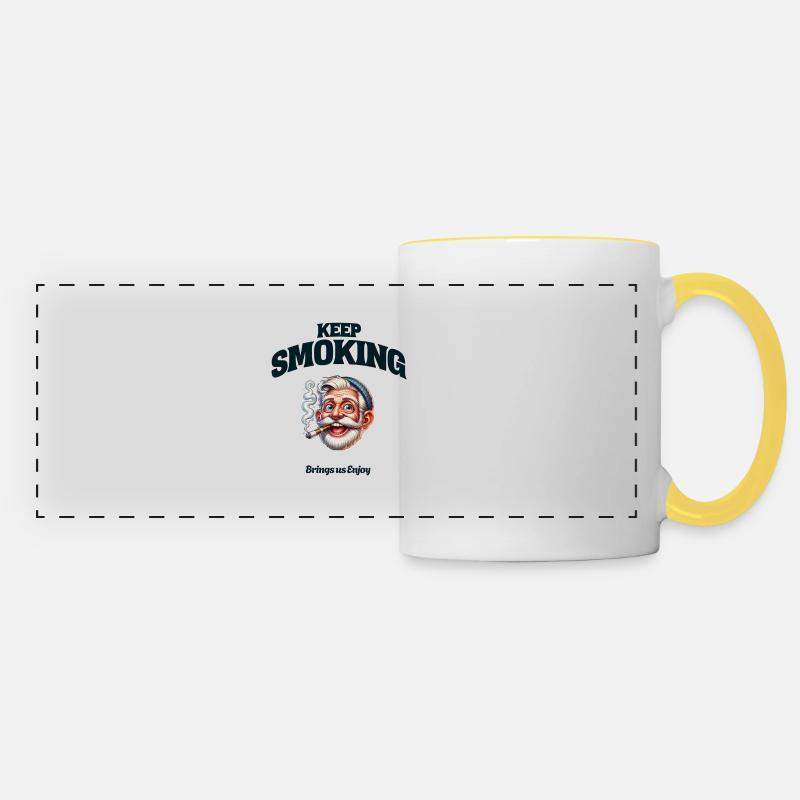 Continuez à fumer - Mug panoramique contrasté et blanc - blanc/jaune