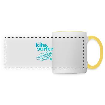 Kitesurfeur vs véliplanchiste - Mug panoramique contrasté et blanc - blanc/jaune - Devant