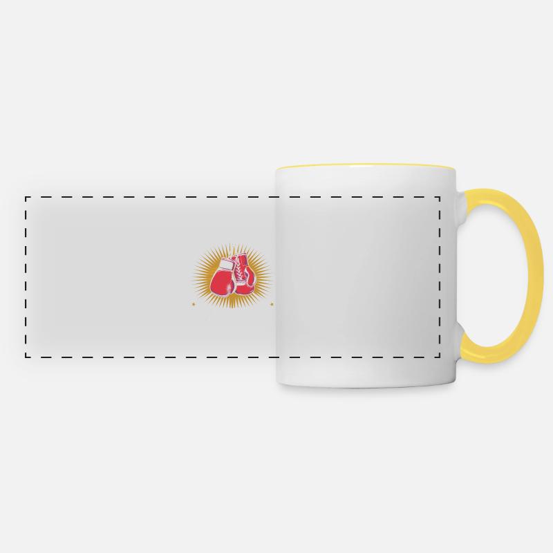 J'peux pas j'ai boxe - Mug panoramique contrasté et blanc - blanc/jaune