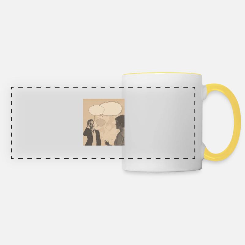 Retro Conversation - Panoramic Mug - white/yellow