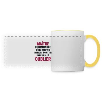 cadeau fin d'année Cadeau maitre d'école - Mug panoramique contrasté et blanc - blanc/jaune - Devant