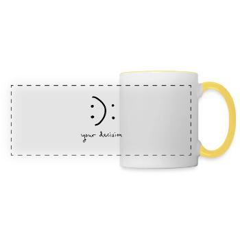 Sourire ou ne pas sourire - Votre décision - Mug panoramique contrasté et blanc - blanc/jaune - Devant