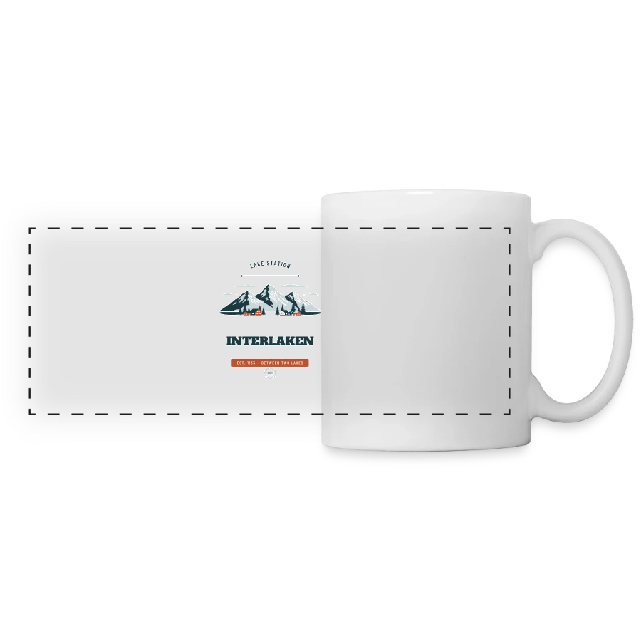 Interlaken badge on a panoramic mug, white