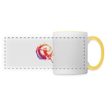 Joueur de volley-ball coloré - Mug panoramique contrasté et blanc - blanc/jaune - Devant