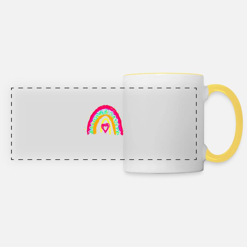 Love wins, rainbow, colorful ,boho - Panoramic Mug - white/yellow