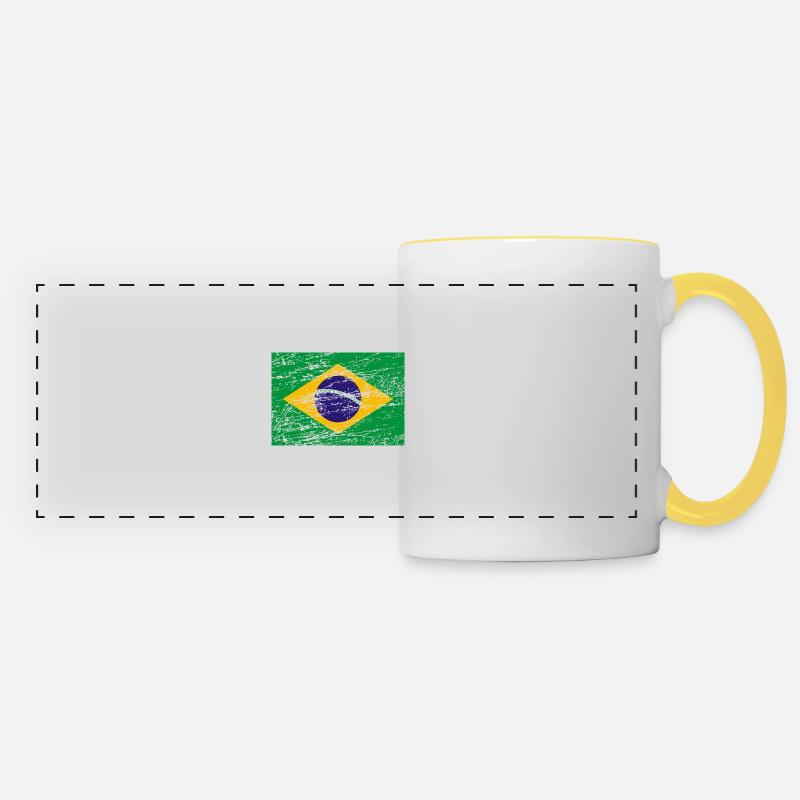 Brésil drapeau du Brésil - Mug panoramique contrasté et blanc - blanc/jaune