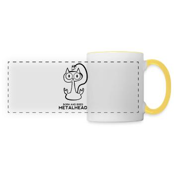 Heay metal cat - Mug panoramique contrasté et blanc - blanc/jaune - Devant
