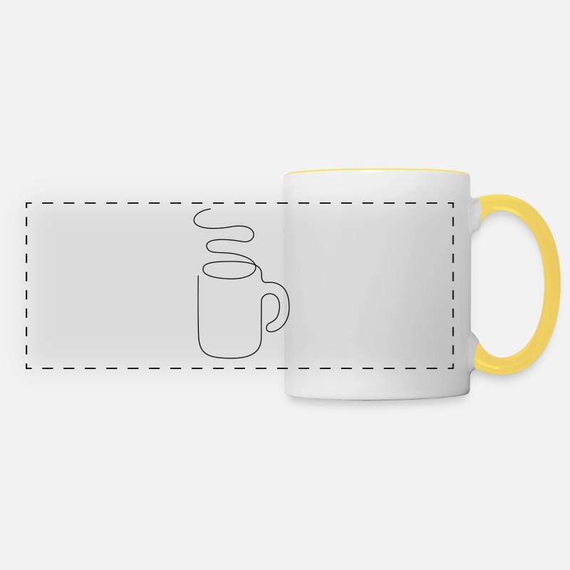 Coffee cup one line - Panoramic Mug - white/yellow