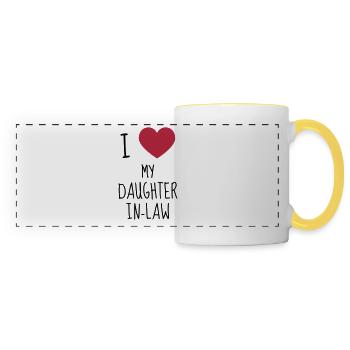 Beau-père belle-mère belle fille beau fils - Mug panoramique contrasté et blanc - blanc/jaune - Devant