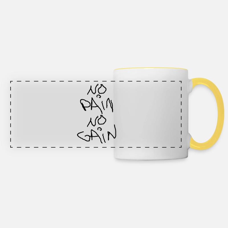 no pain no gain - Panoramic Mug - white/yellow