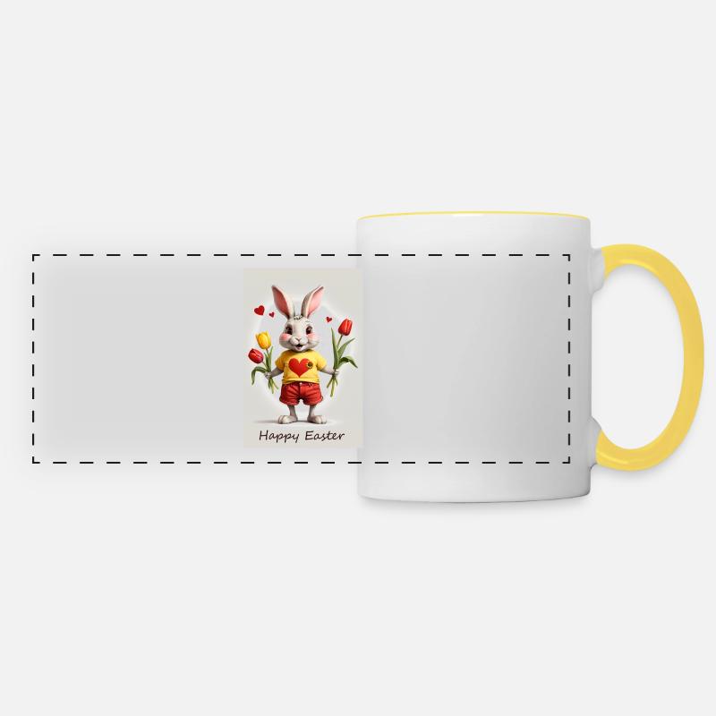 Freddy's Easter greeting - Panoramic Mug - white/yellow