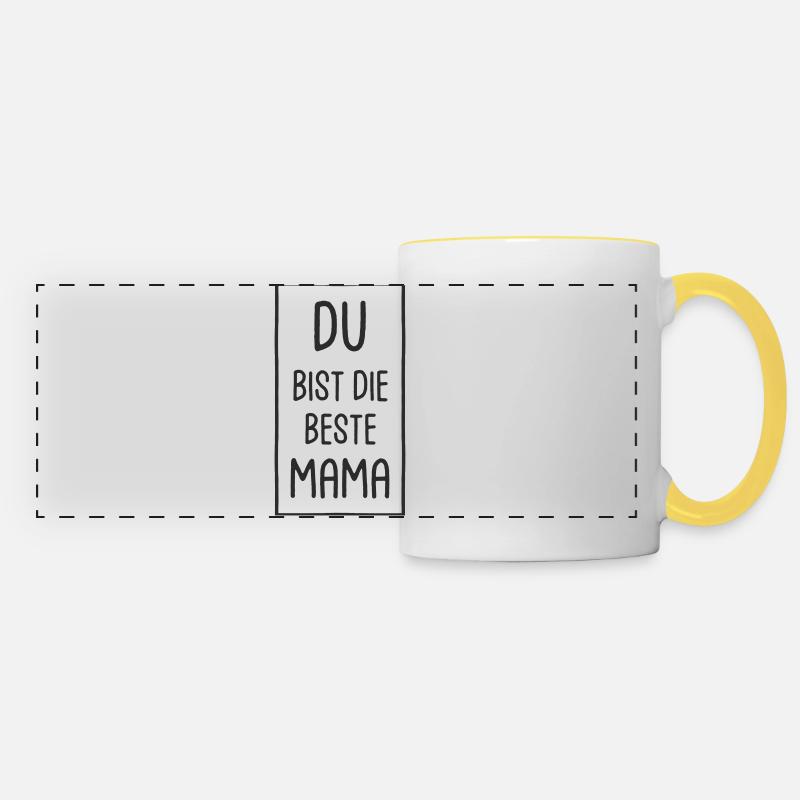 Du bist die beste Mama - Muttertag - Panoramatasse - Weiß/Gelb