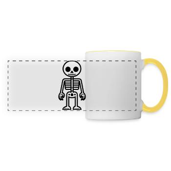 Bande dessinée squelette - Mug panoramique contrasté et blanc - blanc/jaune - Devant