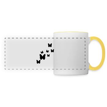butterflies butterfly - Mug panoramique contrasté et blanc - blanc/jaune - Devant
