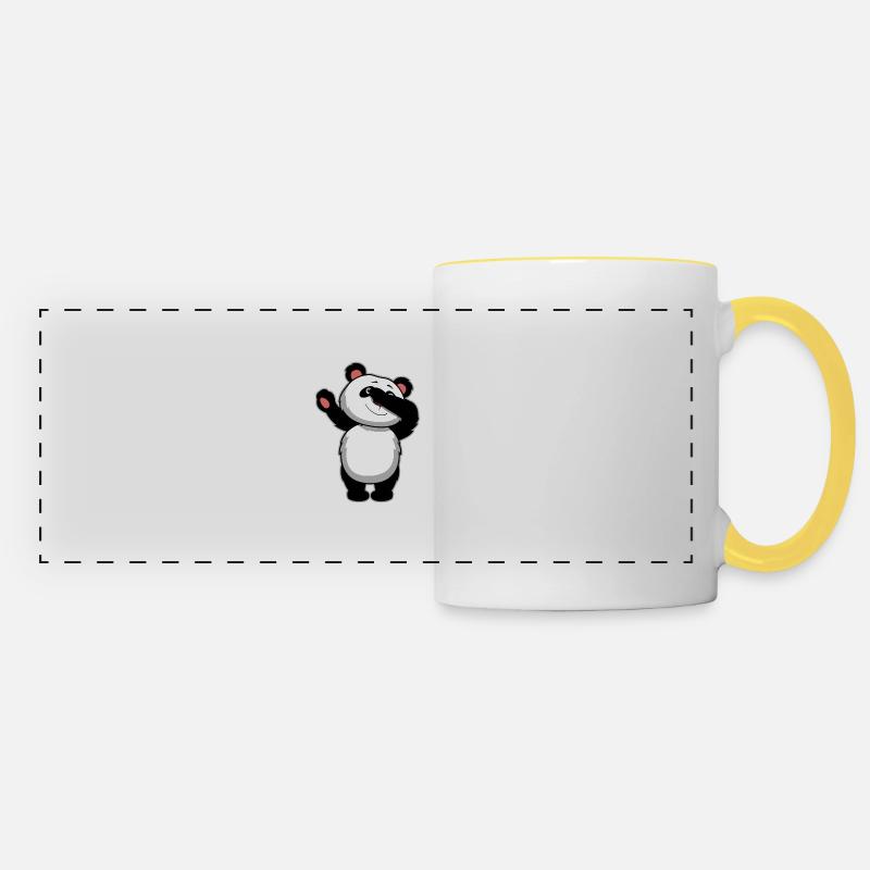 Dabbing Panda Bear - Dab Panda - Panoramic Mug - white/yellow