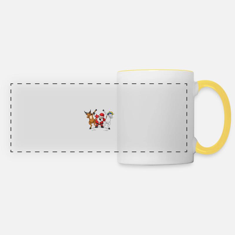 Dabbing Santa Dabbing Einhorn Weihnachten Geschenk - Mug panoramique contrasté et blanc - blanc/jaune