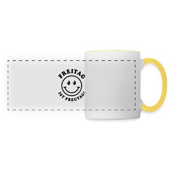 Friday is Freutag! - Panoramic Mug - white/yellow - Front