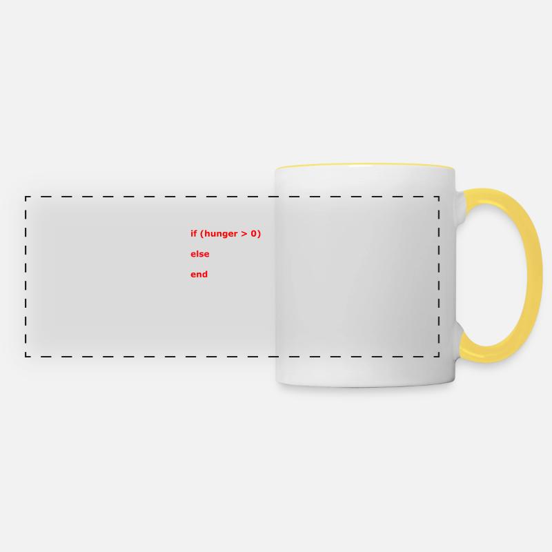 Coding If Hunger - Mug panoramique contrasté et blanc - blanc/jaune