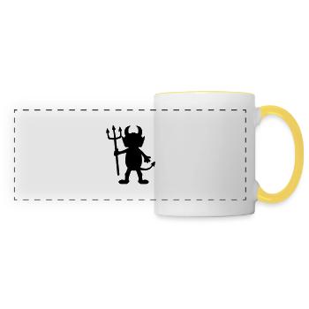 Devil man cartoon character - Panoramic Mug - white/yellow - Front