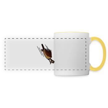 drôle d'oiseau crash cool drôle bande dessinée - Mug panoramique contrasté et blanc - blanc/jaune - Devant