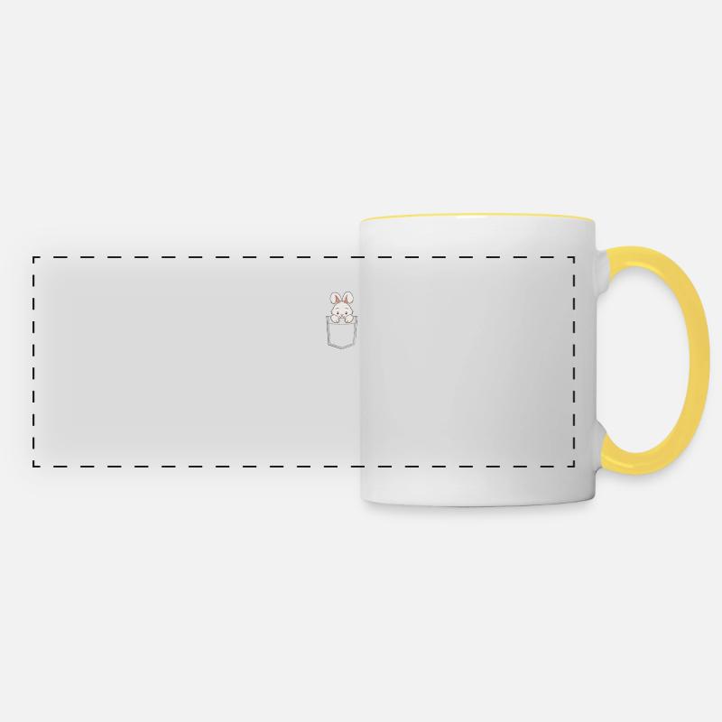 Hase in der Tasche - Panoramatasse - Weiß/Gelb