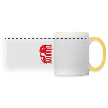 Turkey Flag Skull Turkiye Skull - Panoramic Mug - white/yellow - Front