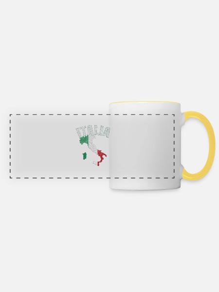 Italia Italy Flag - Italie Drapeau - Mug panoramique contrasté et blanc - blanc/jaune
