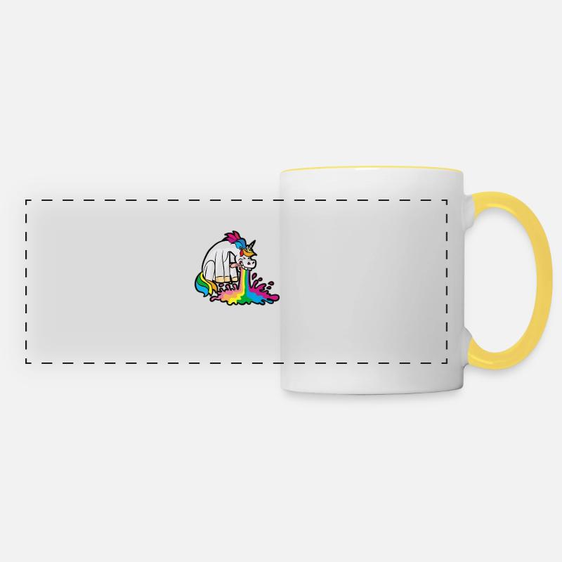 Pooping Unicorn Poop Passing Breaking Funny - Panoramic Mug - white/yellow