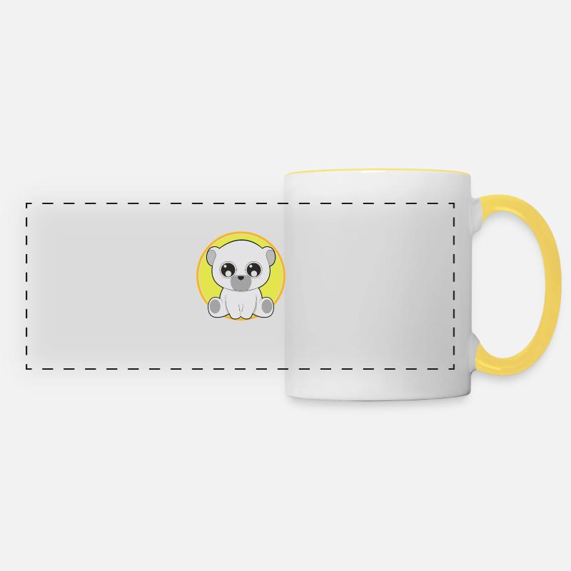 Animaux mignons ours mignon - Mug panoramique contrasté et blanc - blanc/jaune