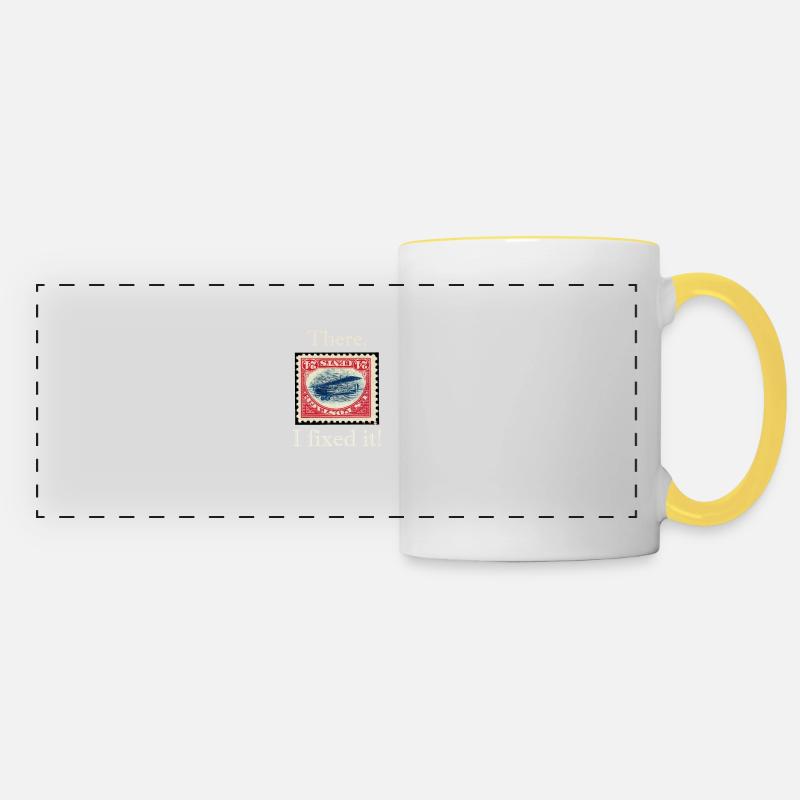 Stamp Collecting - Panoramic Mug - white/yellow