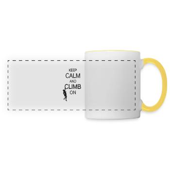 Keep Calm And Climb On bw - Panoramic Mug - white/yellow - Front