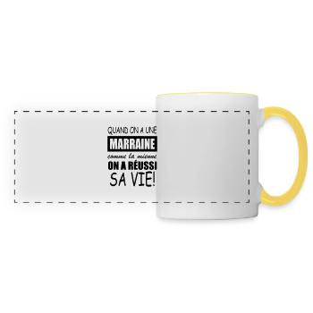 quand on a une marraine comme la mienne - Mug panoramique contrasté et blanc - blanc/jaune - Devant