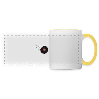 Vinyle disque Retro DJ Clé de partition - Mug panoramique contrasté et blanc - blanc/jaune - Devant