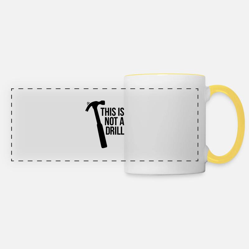 this is not a drill - Panoramic Mug - white/yellow