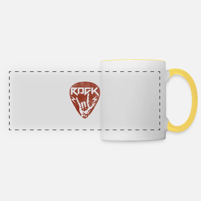 Guitar plectrum rock - Panoramic Mug - white/yellow