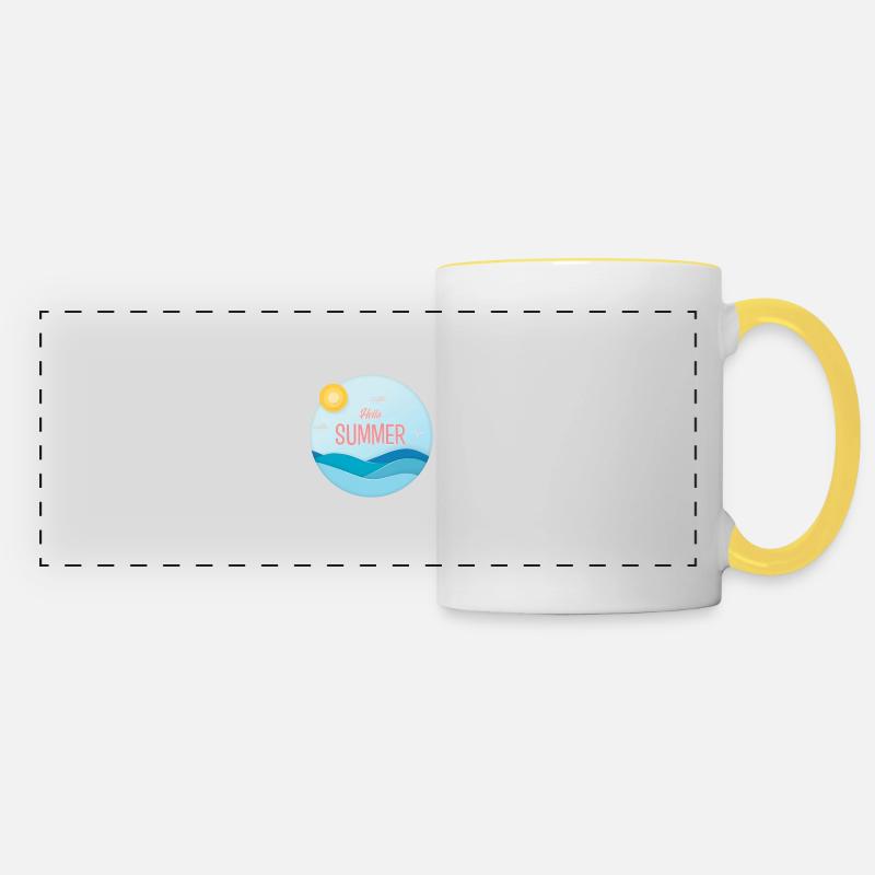 Hello summer Hello summer T Shirt Print - Panoramic Mug - white/yellow