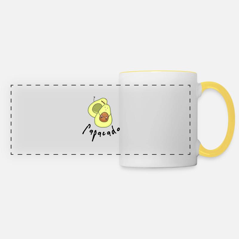 Mamacado, papacado gift idea father - Panoramic Mug - white/yellow
