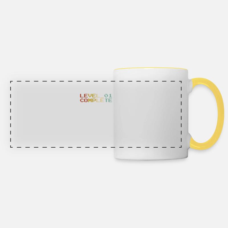 1 year old - 1st birthday Level 1 Complete - Panoramic Mug - white/yellow