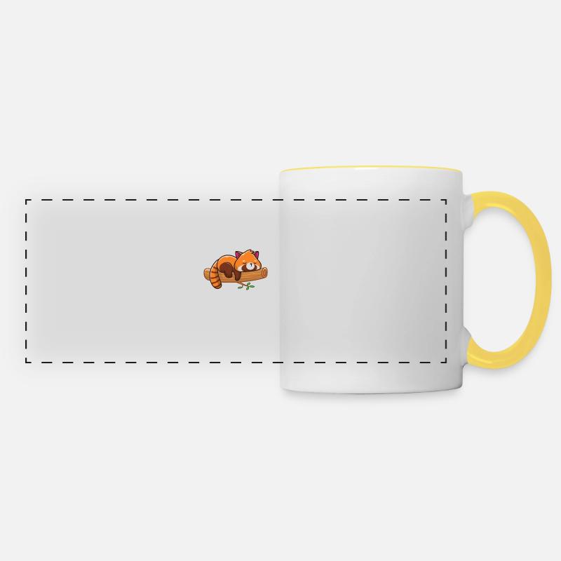 Petit panda - Mug panoramique contrasté et blanc - blanc/jaune