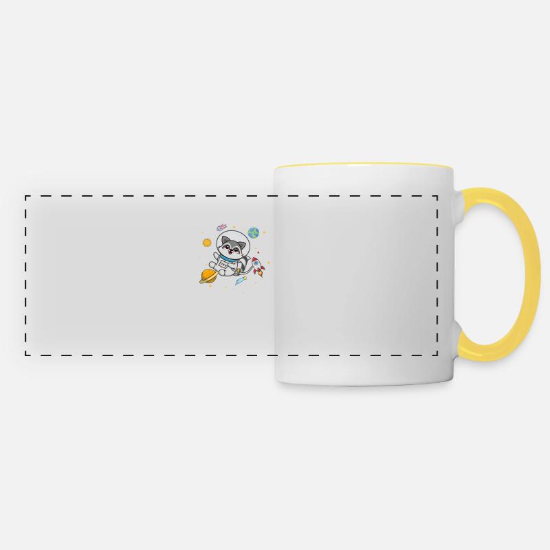 Raton laveur - Mug panoramique contrasté et blanc - blanc/jaune
