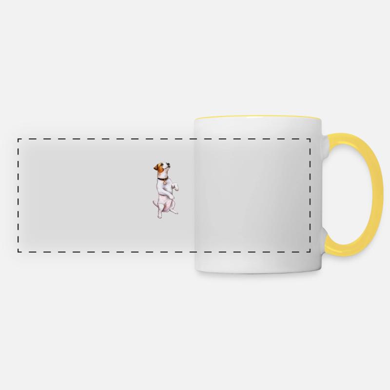 Jack Russell - Mug panoramique contrasté et blanc - blanc/jaune