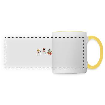 Chillin 'with my snowmies made by The manzanita's - Panoramic Mug - white/yellow - Front