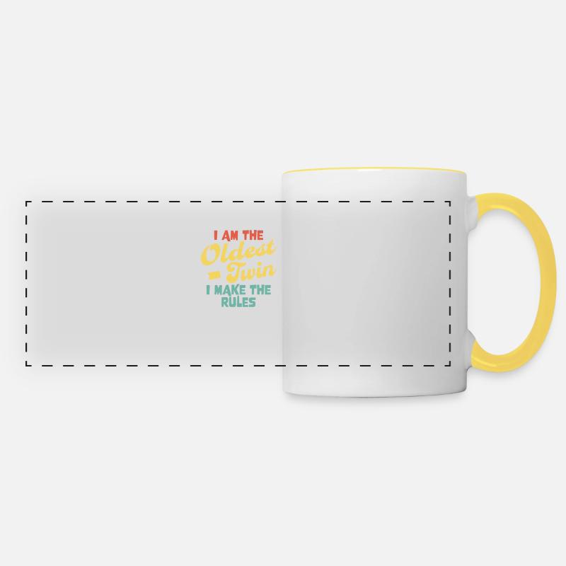 Oldest Twin - Twins Funny Matching Older Twin - Panoramic Mug - white/yellow