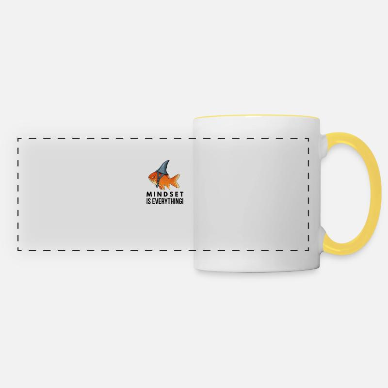 Motivational, Mindset is Everything, Goldfish - Panoramic Mug - white/yellow