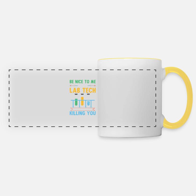 Science laboratory science saying - Panoramic Mug - white/yellow