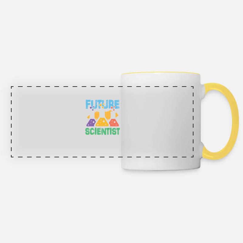 Science science atom - Panoramic Mug - white/yellow
