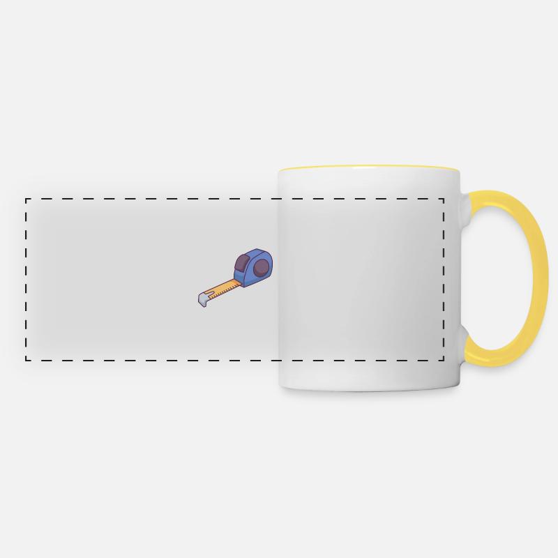 Tape Measure in Blue and Yellow. - Panoramic Mug - white/yellow